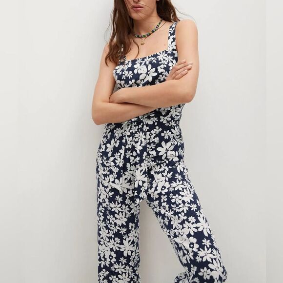 Mango Floral Printed Jumpsuit Belted Viscose - Picture 3 of 7